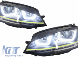 
Első lámpák 3D LED irányjelyzőkkel, nappali menetfénnyel és hűtőráccsal VW Golf 7 VII (2012-2017) modellekhez, sárga R400 dizájn-image-5990770