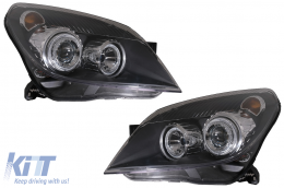 Első lámpák angyalszem Opel Astra H (2004-2009) 2 körgyűrű fekete-image-6079882
