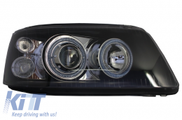 Első lámpák dupla Körgyűrű Volkswagen VW Transporter T5 (2003-2009) angyalszemek fekete-image-6021774
