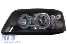 Első lámpák dupla Körgyűrű Volkswagen VW Transporter T5 (2003-2009) angyalszemek fekete-image-6021775