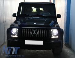 Első lámpák fedők LED DRL Pozíciójelzőkkel Mercedes Benz G-osztály W463 (1989-up) G65 AMG Design Króm-image-55785