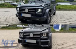 Első lámpák fedők LED DRL Pozíciójelzőkkel Mercedes Benz G-osztály W463 (1989-up) G65 AMG Design Króm-image-6299315
