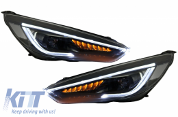 Első lámpák LED DRL Ford Focus III Mk3 (2015-2017) Bi-Xenon Design dinamikus folyású irányjelző lámpák démon kinézet-image-6033044