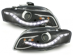 Első lámpák LED DRL Xenon Look AUDI A4 B7 (2004-2008) Fekete-image-59220