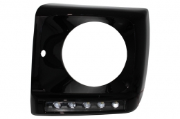 
Első lámpák LED nappali menetfényes fekete burkolattal, MERCEDES Benz G-osztály W463 (1989-2012) modellekhez, G65 AMG Dizájn, Bi-Xenon kinézetü-image-6020145
