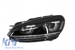 Első lámpák VW Golf 6 VI (2008-2013) Golf 7 3D LED DRL U-Design LED Folyamatos kanyarodó lámpa króm-image-6003219