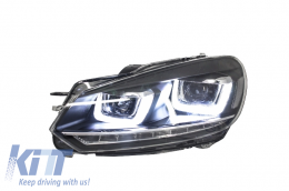 Első lámpák VW Golf 6 VI (2008-2013) Golf 7 3D LED DRL U-Design LED Folyamatos kanyarodó lámpa króm-image-6003221