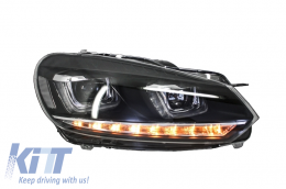 Első lámpák VW Golf 6 VI (2008-2013) Golf 7 3D LED DRL U-Design LED Folyamatos kanyarodó lámpa króm-image-6003223