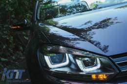 Első lámpák VW Golf 6 VI (2008-2013) Golf 7 3D LED DRL U-Design LED Folyamatos kanyarodó lámpa króm-image-6101423