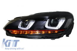 Első lámpák VW Golf 6 VI (2008-2013) Golf 7 3D LED DRL U-Design LED Flowing Turning Light Red Stripe GTI-image-6014660