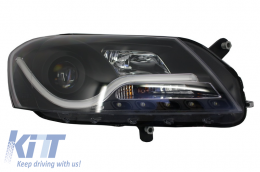 Első lámpák VW Volkswagen Passat B7 (2010-2014) fénycső LED DRL fekete-image-6017602