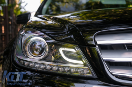Első lámpák  LED DRL Mercedes Benz W204 C-osztály 2011+ Fekete-image-6086399
