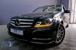 Első lámpák  LED DRL Mercedes Benz W204 C-osztály 2011+ Fekete-image-6095142