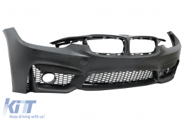 Első lökhárító BMW 3 F30 F31 nem LCI és LCI (2011-2018) modellekhez, M3 Sport EVO Dizájn, ködlámpával és dupla csíkos vese hűtőráccal-image-6032799