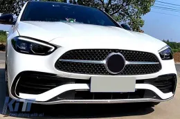 Első lökhárító koptató díszléc Mercedes C-osztály W206 Sport Line (2021-) fényes fekete-image-6091923