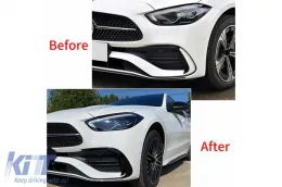 Első lökhárító koptató díszléc Mercedes C-osztály W206 Sport Line (2021-) fényes fekete-image-6091924