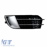 Első lökhárító oldalsó rács Audi A1 8X 2010-2014 RS1 Look Fényes fekete / Ezüst Bal & Jobb 2 darab-image-6300654