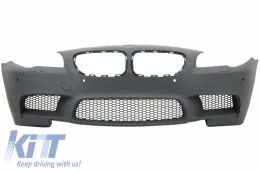 Első lökhárító sárvédőkkel BMW 5-ös F10 F11 2011-up, PDC és fényszórómosó támogatással, M5 Design-image-6034425