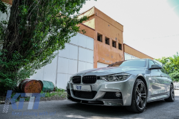 Első lökhárító spoiler és dupla kimenetes diffúzor BMW 3-as F30 F31 (2011-) M-performance dizájn, szénszálas bevonat-image-6064260