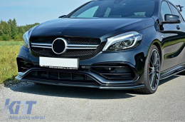 Első lökhárító toldat Mercedes A-osztály W176 AMG Facelift (2015-2018) Piano Black-image-6108104