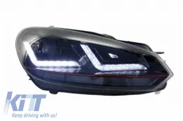 Első lökhárító Volkswagen VW Golf VI (2008-2013), GTI Design, OSRAM fényszórókkal és dinamikus LED irányjelzőkkel, piros GTI-image-6042263