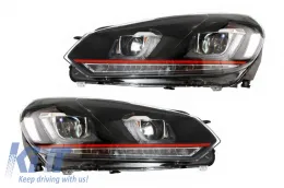 Első lökhárító VW Golf 6 (2008-2013) GTI megjelenés, LED nappali menetfénnyel és dinamikus irányjelzővel, piros csíkos GTI-image-6027801