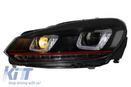 Első lökhárító VW Golf 6 (2008-2013) GTI megjelenés, LED nappali menetfénnyel és dinamikus irányjelzővel, piros csíkos GTI-image-6027806