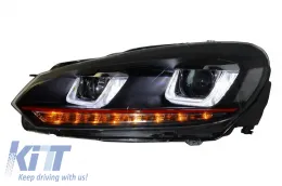 Első lökhárító VW Golf 6 (2008-2013) GTI megjelenés, LED nappali menetfénnyel és dinamikus irányjelzővel, piros csíkos GTI-image-6027807