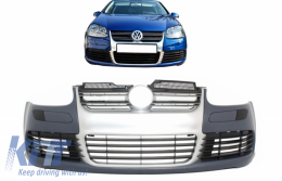 Első lökhárító VW Golf V 5 (2003-2007) Jetta (2005-2010) R32 Look Szálcsiszolt Aluminium Look rács-image-6049539