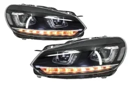 Első lökhárító VW Golf VI (2008-2013) R20 design, fényszórókkal, LED nappali menetfénnyel és dinamikus irányjelzővel-image-6021172