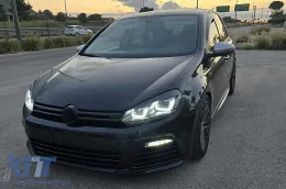 Első lökhárító VW Golf VI (2008-2013) R20 design, fényszórókkal, LED nappali menetfénnyel és dinamikus irányjelzővel-image-6113036