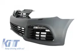 Első lökhárító VW Golf VI (2008-2013) R20 design, fényszórókkal, LED nappali menetfénnyel és dinamikus irányjelzővel, piros GTI csíkkal-image-6021188