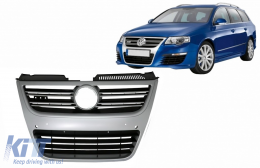 Első rács VW Volkswagen Passat 3C 2007-2010 R36, R36 OEM lökhárítóhoz, ezüst Aluminium Look-image-6075305