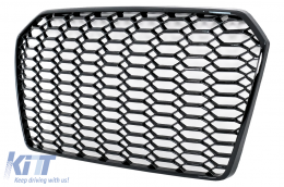 Embléma nélküli hűtőrács Audi A6 C7 4G Facelift (2014-2018) - Fényes fekete-image-6109316