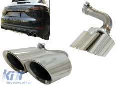 Embouts Silencieux d'échappement pour Porsche Cayenne 9Y0 SUV 3.0 18+ Chrome-image-6074140