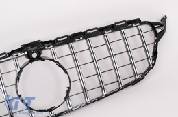 Emprós Grília katállhlh gia Mercedes C-Class W205 S205 C205 (2014-2018) GT-R Panamericana Schediasmós Mavro Chrómio me kámera 360-image-6042637