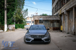 Emprós Grília katállhlh gia Mercedes C-Class W205 S205 C205 (2014-2018) GT-R Panamericana Schediasmós Mavro Chrómio me kámera 360-image-6087184