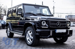 Emprós Grília Katállhlo gia Mercedes G-Class W463 (1990-2012) G65 Schediasmós Piáno Mavro plaísio Chrómio-image-6011039