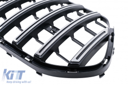 Emprós Kentrikí grília katállhlh gia Mercedes GLE SUV W167 V167 GLE Koupé C167 Pakéto athlhtismov (2019-06.2023) GTR Panamericana Schediasmós Gualisteró Mavro kai Chrómio-image-6128550