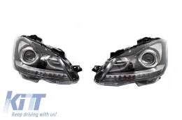 Emprós Profulaktíras me Fanária Emprós LED Proboleís Hméras (DRL) katállhlos gia Mercedes C-Class W204 (2012-2014) C63 Ananéosh Dipló Xenon Schediasmós-image-6060461
