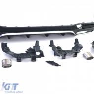 Ensemble de diffuseurs arrière sport avec sorties d'échappement chromées adapté pour Mercedes GLS X166 15-19-image-6209804