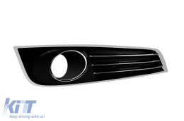 Ensemble de grille avec bouchons ACC pour feux diurnes pour pare-chocs avant W12 adapté pour Audi A8 2009-2017 avec garniture chromée-image-6162845