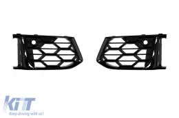 Ensemble de grille noire brillante adapté au pare-chocs avant Audi A6 S Line 2019–2024-image-6139182