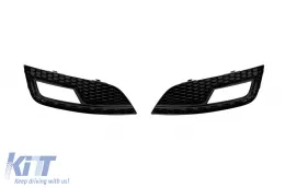 image-47-Ensemble de grille type RS4 autour des phares antibrouillard adapté pour Audi A4 B8 berline, break 2012-2015, laqué noir