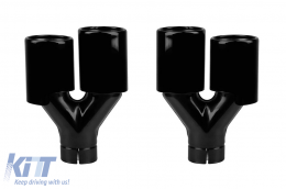 Ensemble de sorties d'échappement noires adapté pour BMW Série 5 F10, F11 2010-2017, gauche et droite, modèle 1-image-6131353