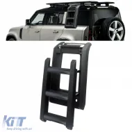 image-75-Escalera lateral negra brillante adecuada para techo para Land Rover Defender 90 110 desde 19
