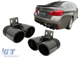 Exhaust Muffler Tips suitable for BMW 5 Series F10 F11 (2011-2017) M5 LCI Design Black - TY-BMF10M5B
