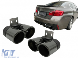 image-25-Exhaust Muffler Tips suitable for BMW 5 Series F10 F11 (2011-2017) M5 LCI Design Black