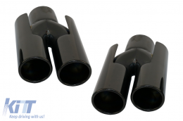 Exhaust Muffler Tips suitable for BMW E60 E90 E92 E93 F10 F30 M3 M5 M6 Design Piano Black - TY-E174B