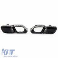 Exhaust Muffler Tips suitable for Mercedes-Benz E-Class W213 20-23 Facelift A Design Look Black 2 pcs-image-6324276